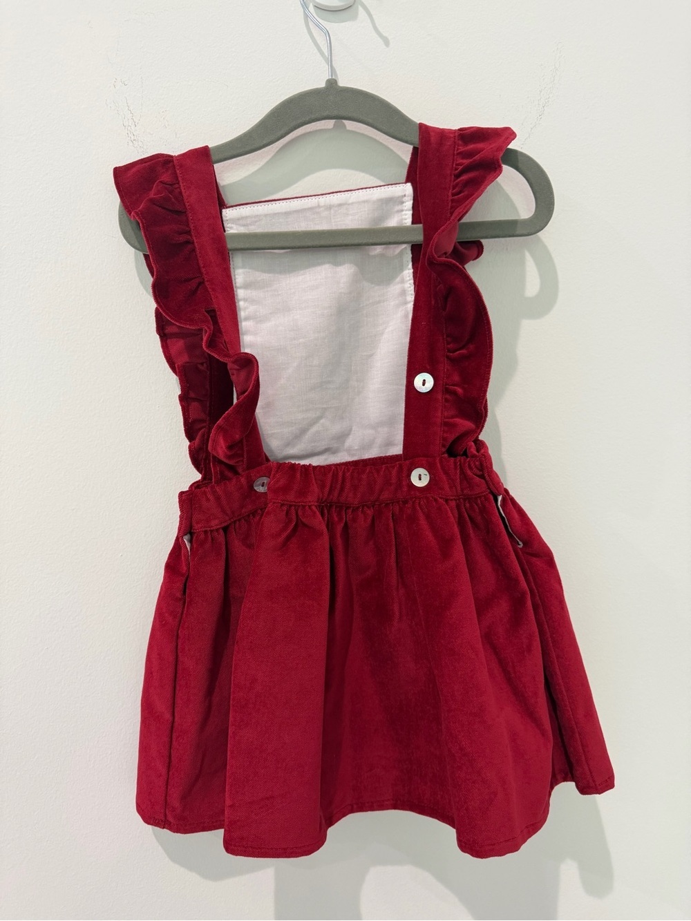 ❤️ La Coqueta Cora Cherry Velvet Pinafore Dress 2T - Picture 8 of 8
